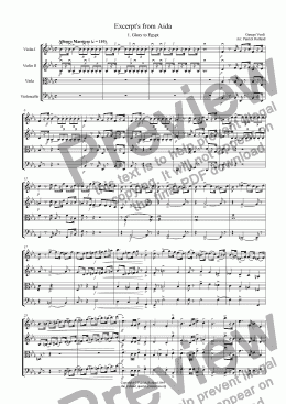 page one of Verdi Hits from Aida for String Quartet