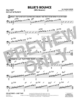 page one of Billie's Bounce - Bass Clef Solo Sheet (Jazz Ensemble)