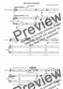 page one of Invocations for Alto Saxophone & Piano