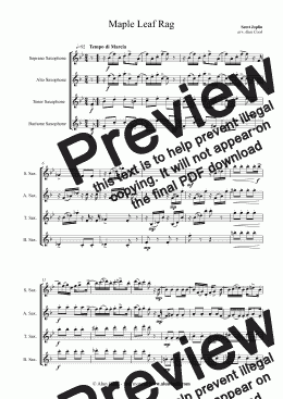 page one of Maple Leaf Rag (Saxophone Quartet)