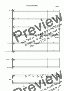 page one of Wistful Glance - arrangement for training Wind Band