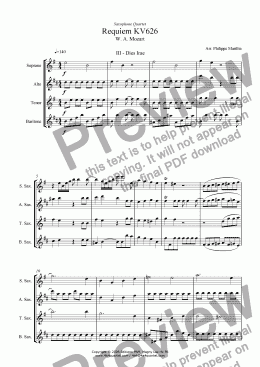 page one of Mozart - Requiem Dies Irae (Sax Quartet)