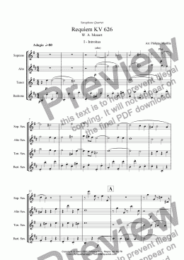 page one of Mozart - Requiem (Introitus, Kyrie & Dies Irae) (Sax quartet)