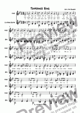 page one of Temperance Song