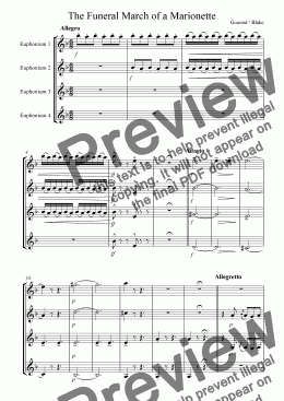 page one of Funeral March of a Marionette (euphonium/trombone quartet)