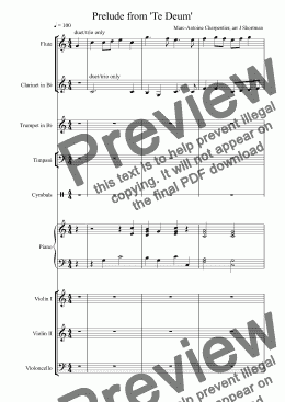 page one of CHARPENTIER - Prelude from Te Deum (arranged for training orchestra)
