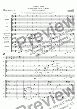 page one of Awake, Arise (Transposed for Brass Quintet)
