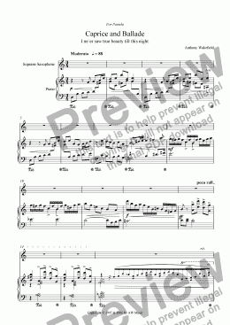 page one of Caprice and Ballade (Soprano Sax & Piano)
