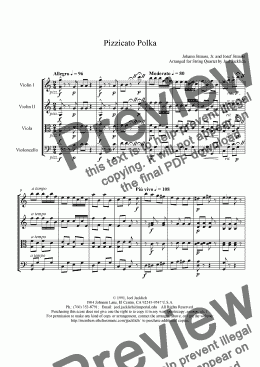 page one of Pizzicato Polka (String Quartet)
