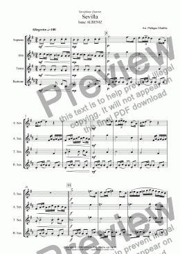 page one of Albeniz - Sevilla (Sax Quartet)