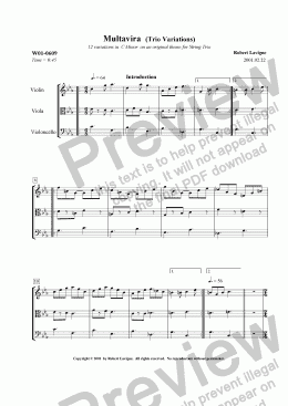 page one of Multavira (Trio Variations)