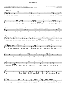 page one of Fight Song (Lead Sheet / Fake Book)