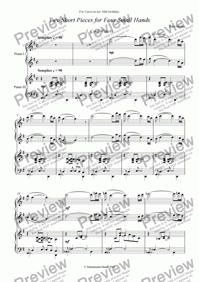 page one of Two Short Pieces for Four Small Hands