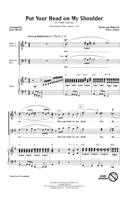 page one of Put Your Head On My Shoulder (arr. Mac Huff) (TTBB Choir)