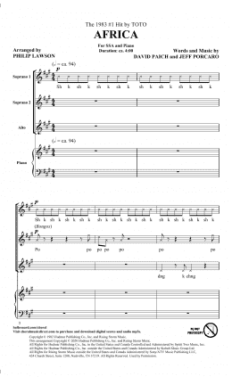 page one of Africa (arr. Philip Lawson) (SSA Choir)