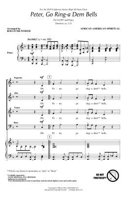 page one of Peter Go Ring-A Dem Bells (arr. Rollo Dilworth) (SATB Choir)