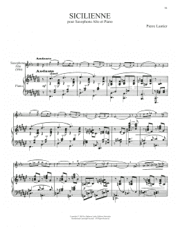page one of Sicilienne (Alto Sax and Piano)