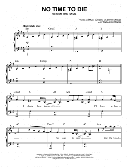page one of No Time To Die (Easy Piano)