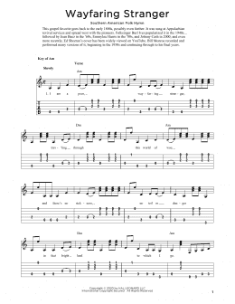 page one of Wayfaring Stranger (arr. Fred Sokolow) (Solo Guitar)
