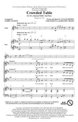 page one of Crowded Table (arr. Andrea Ramsey) (SSA Choir)