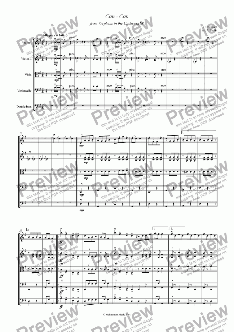 page one of Can-Can - String Quartet/Orchestra
