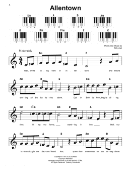 page one of Allentown (Super Easy Piano)