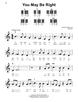 page one of You May Be Right (Super Easy Piano)