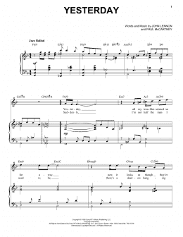 page one of Yesterday [Jazz version] (arr. Brent Edstrom) (Piano & Vocal)
