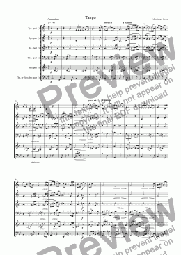 page one of Tango for flexible brass quartet