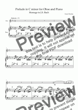 page one of Prelude in C minor- Oboe and Piano-(Intermediate) Homage to JS Bach