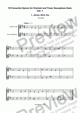 page one of 16 Favourite Hymns Vol.1 for Clarinet and Tenor Saxophone Duet