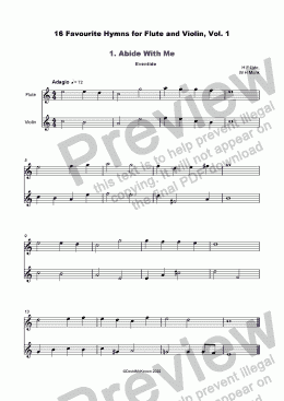 page one of 16 Favourite Hymns Vol.1 for Flute and Violin Duet