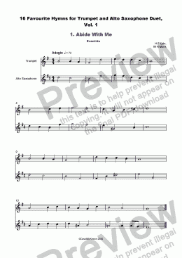 page one of 16 Favourite Hymns Vol.1 for Trumpet and Alto Saxophone  Duet