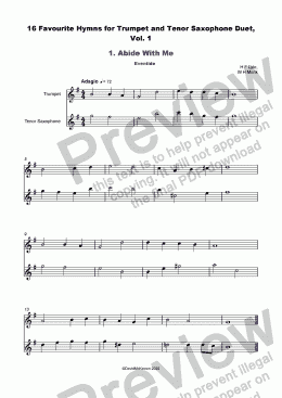 page one of 16 Favourite Hymns Vol.1 for Trumpet and Tenor Saxophone Duet