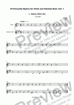page one of 16 Favourite Hymns Vol.1 for Violin and Clarinet Duet