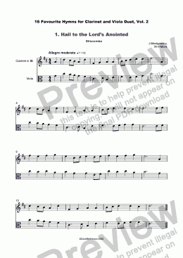 page one of 16 Favourite Hymns Vol.2 for Clarinet and Viola Duet