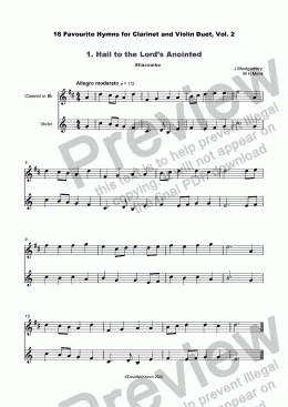 page one of 16 Favourite Hymns Vol.2 for Clarinet and Vioin Duet