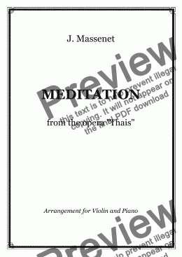page one of Massenet - MEDITATION from the opera "Thais" - violin and piano