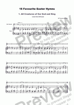 page one of 16 Favourite Easter Hymns for solo Alto Clarinet and Piano