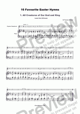 page one of 16 Favourite Easter Hymns for solo Soprano Saxophone and Piano