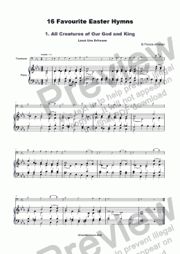 page one of 16 Favourite Easter Hymns for solo Trombone and Piano