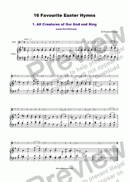page one of 16 Favourite Easter Hymns for solo Viola and Piano