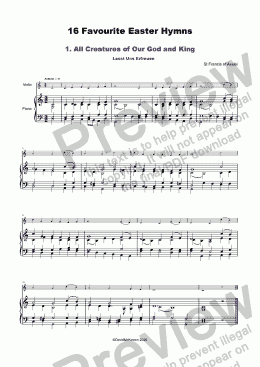 page one of 16 Favourite Easter Hymns for solo Violin and Piano
