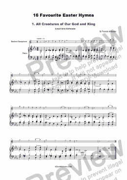 page one of 16 Favourite Easter Hymns for solo Baritone Saxophone and Piano