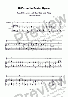 page one of 16 Favourite Easter Hymns for solo Clarinet in A and Piano