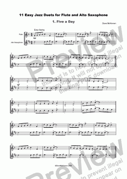 page one of 11 Easy Jazz Duets for Flute and Alto Saxophone