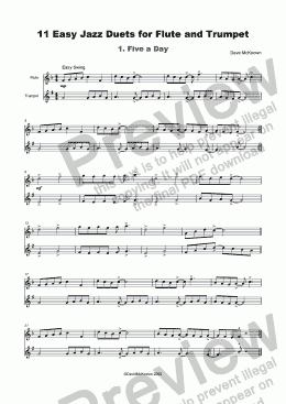 page one of 11 Easy Jazz Duets for Flute and Trumpet