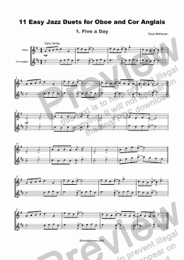 page one of 11 Easy Jazz Duets for Oboe and Cor Anglais