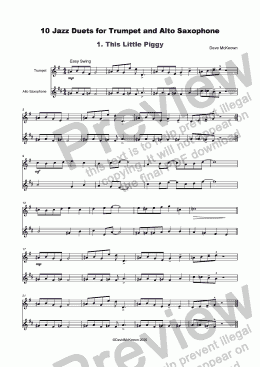 page one of 10 Jazz Duets for Trumpet and Alto Saxophone 