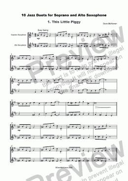 page one of 10 Jazz Duets for Soprano and Alto Saxophone